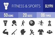 50 Fitness & Sports Glyph Icons