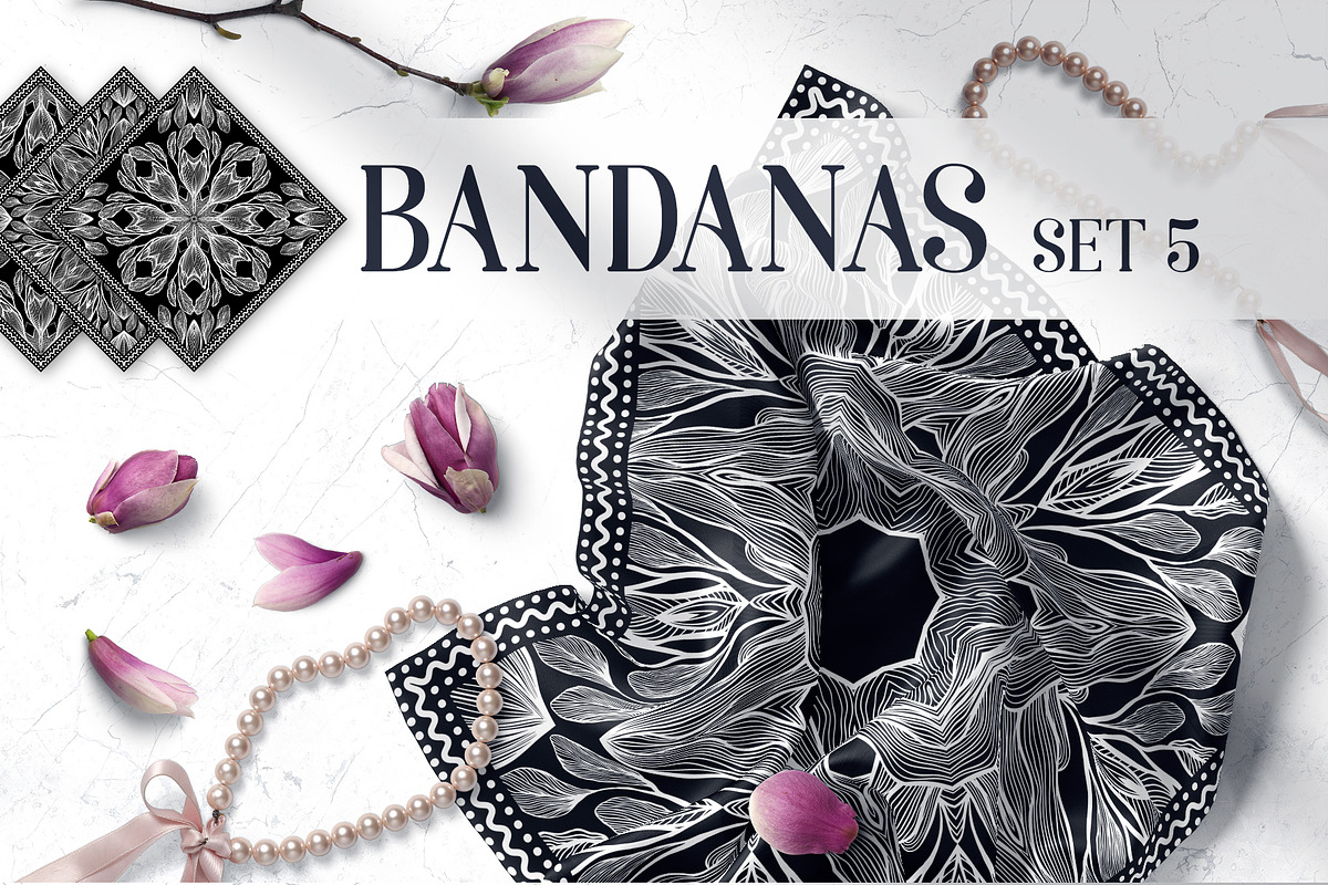 Bandanas Silk Scarf Set 5 in Patterns - product preview 8
