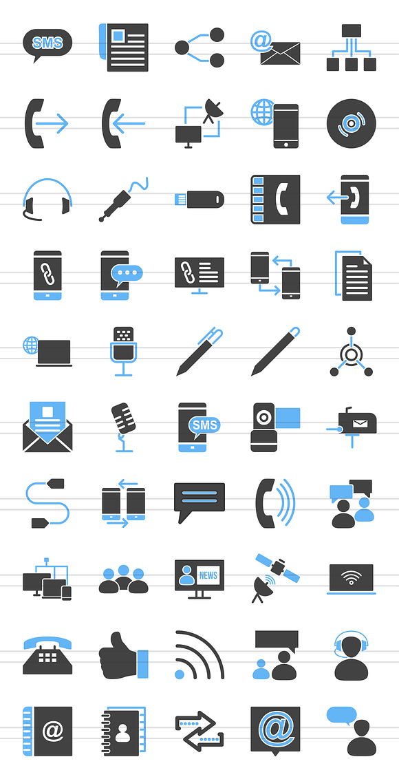 50 IT&Communication Blue&Black Icons in Graphics - product preview 1