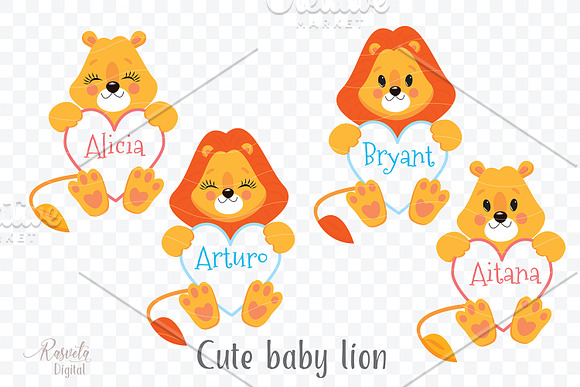 Cute Little Animal Lion Clipart 1 in Illustrations - product preview 2