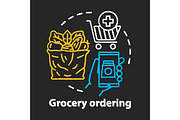 Grocery ordering chalk concept icon