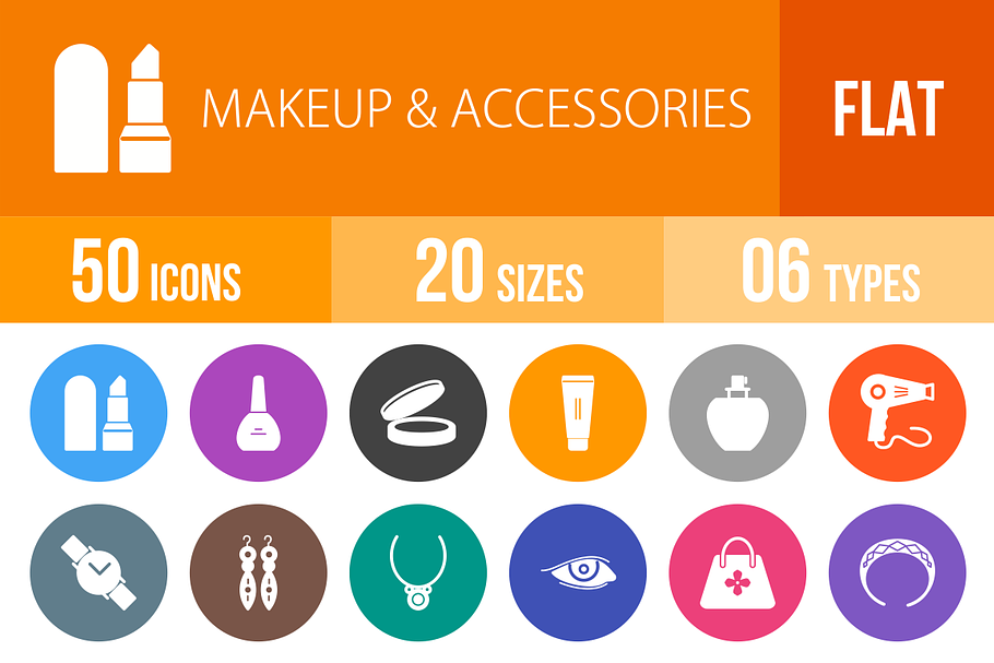 50 Makeup & Accessories Flat Round