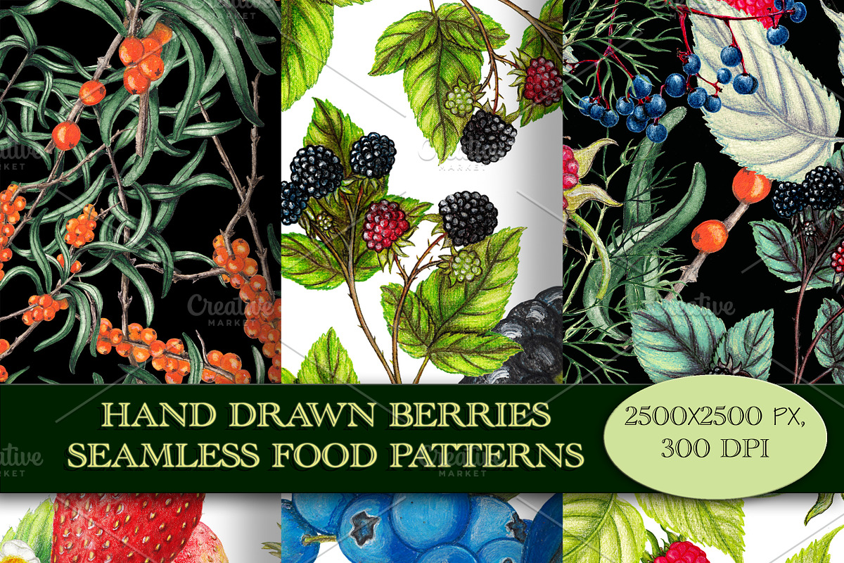 Hand drawn seamless patterns set in Patterns - product preview 8