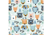 Seamless pattern of cute animals