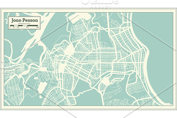 Joao Pessoa Brazil City Map in Retro in Illustrations - product preview 1