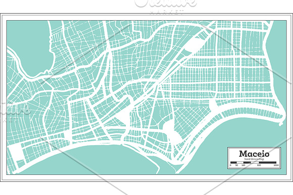 Maceio Brazil City Map in Retro in Illustrations - product preview 1