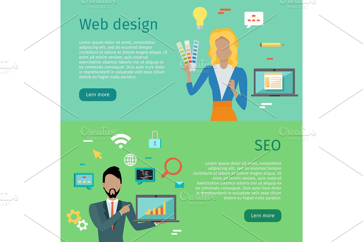 Web Design, SEO Conceptual Banners in Illustrations - product preview 8