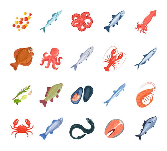 Seafood products set in Objects - product preview 1