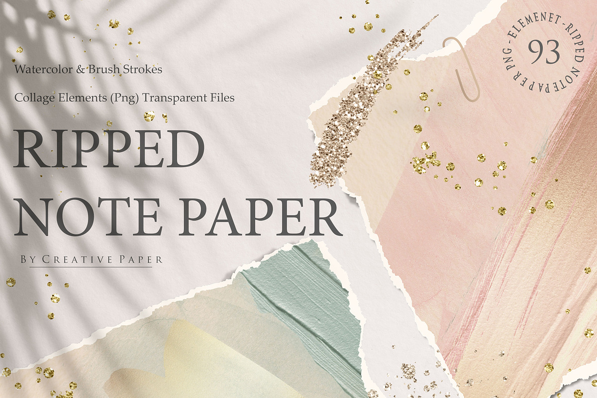 Ripped Note Paper + Collage Elements in Textures - product preview 8