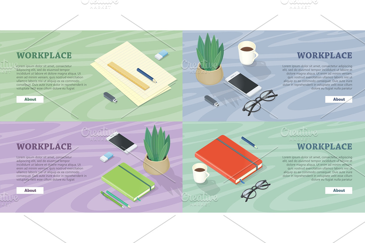 Workplace Web Banners Set in in Objects - product preview 8