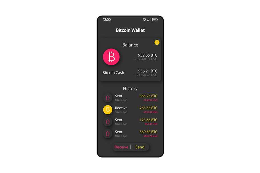 Bitcoin wallet organizer interface