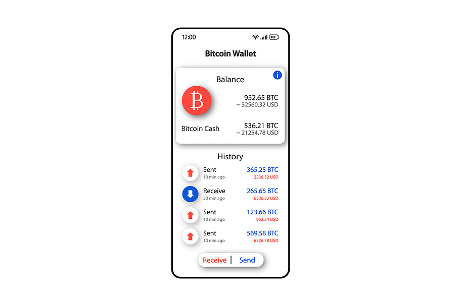Bitcoin wallet smartphone interface in Mobile & Web Mockups - product preview 8