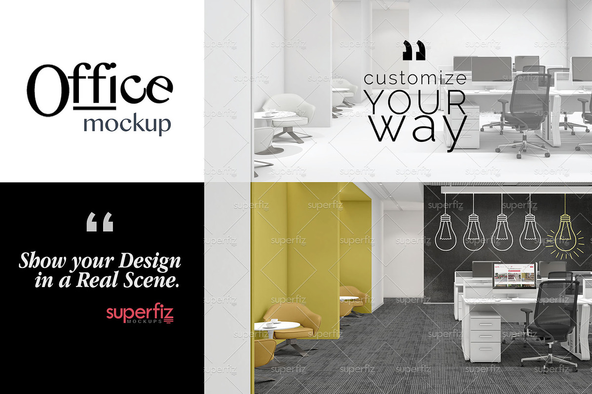 Office Mockup Floor&Wall SM111 in Product Mockups - product preview 8