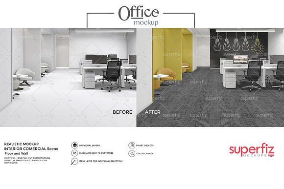 Office Mockup Floor&Wall SM111 in Product Mockups - product preview 1
