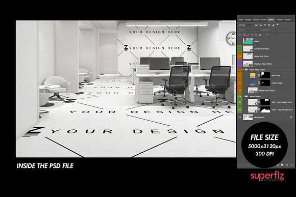 Office Mockup Floor&Wall SM111 in Product Mockups - product preview 3