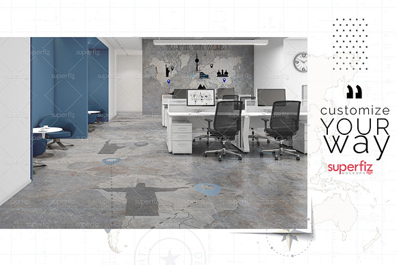 Office Mockup Floor&Wall SM111 in Product Mockups - product preview 4