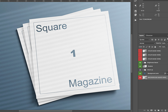 3 Square Magazine Cover mock-up in Print Mockups - product preview 1