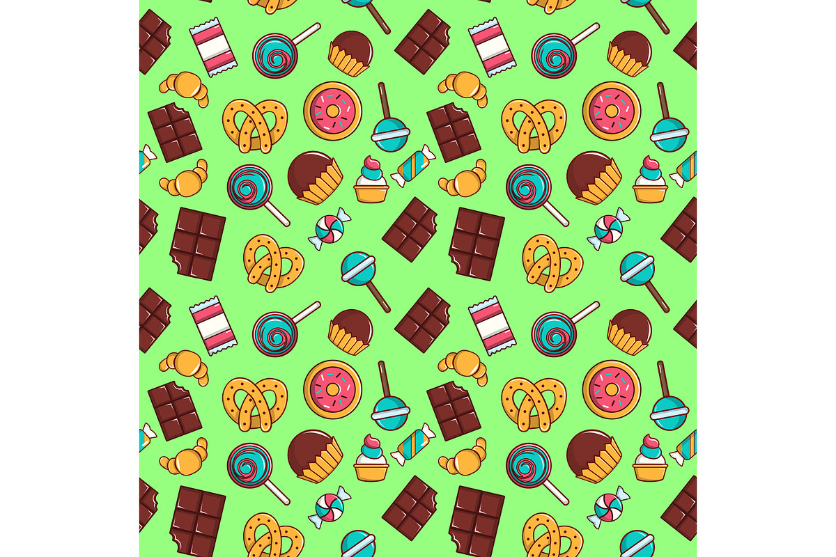 Cake pattern seamless, cartoon style in Illustrations - product preview 8