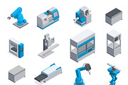 Industrial equipment isometric icons