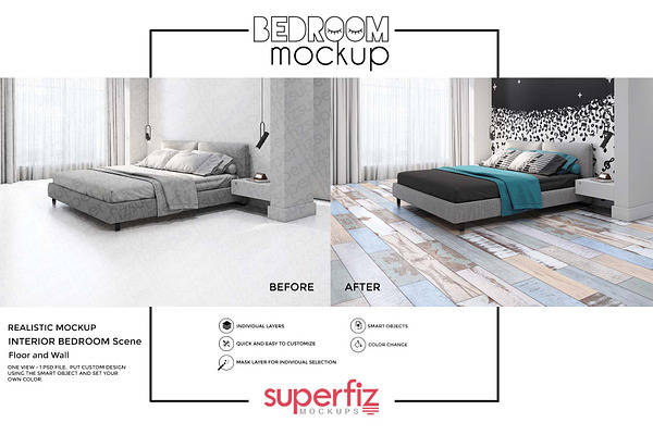 Bedroom Mockup Floor&Wall SM112