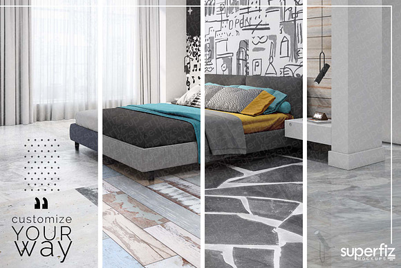 Bedroom Mockup Floor&Wall SM112 in Product Mockups - product preview 5