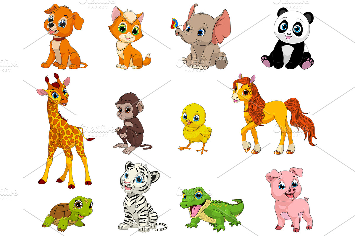 Funny animals set in Illustrations - product preview 8