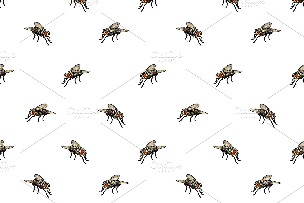 HouseFly Motif Seamless Pattern in Patterns - product preview 8