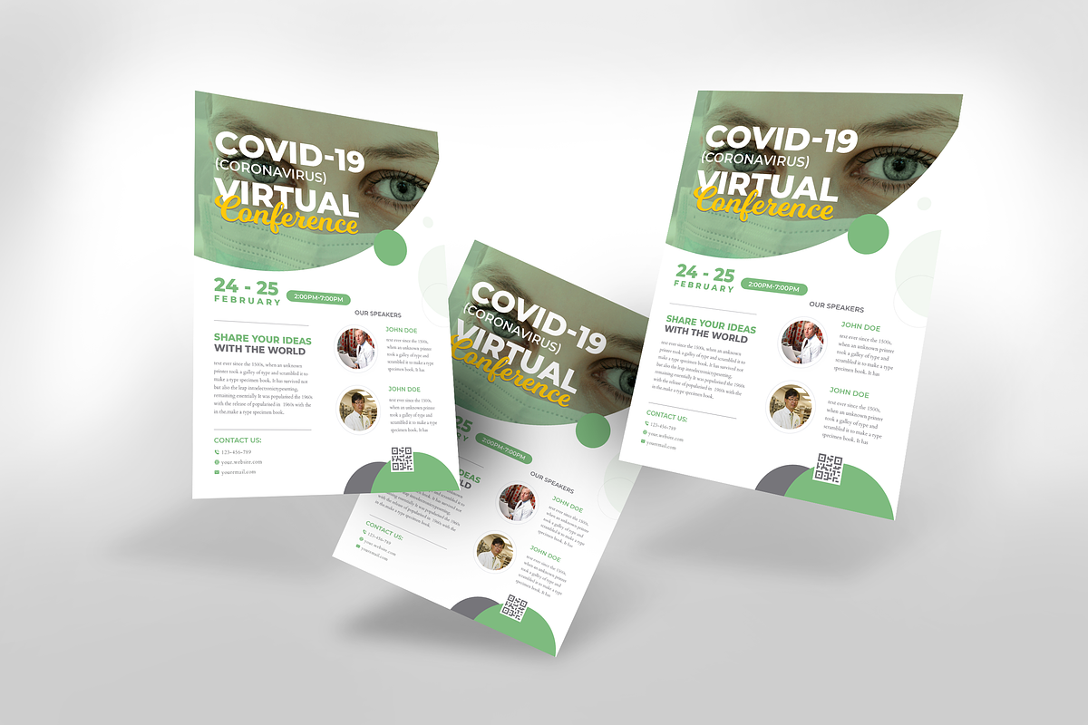 COVID-19 Virtual Conference Flyer in Flyer Templates - product preview 8