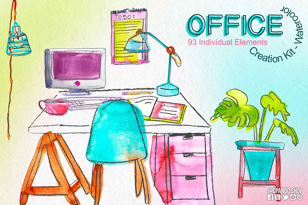 Office Creation kit watercolor