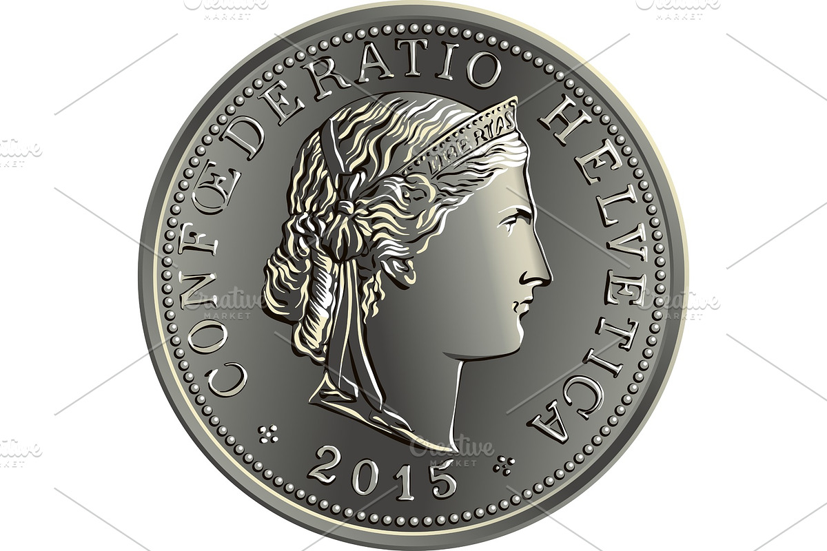 Swiss money 20 centimes silver coin in Illustrations - product preview 8