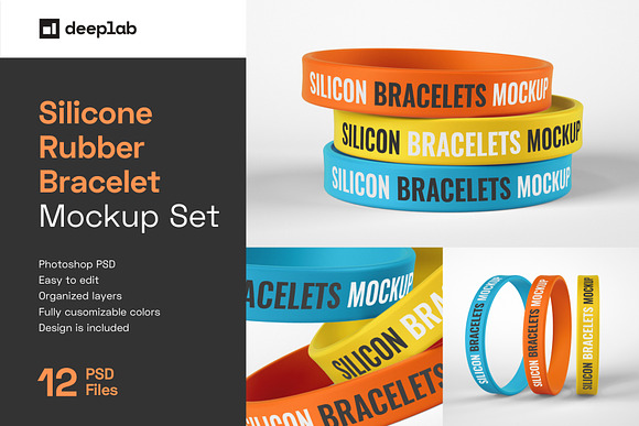 Silicone Rubber Bracelet Mockup in Branding Mockups - product preview 12