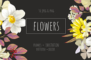 Flowers pattern invitation frames