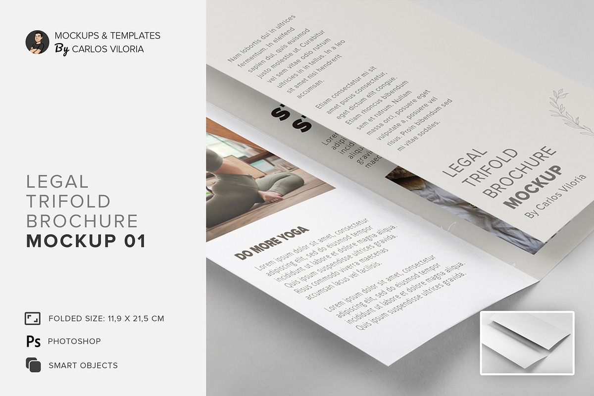 Legal Trifold Brochure Mockup 01 in Branding Mockups - product preview 8