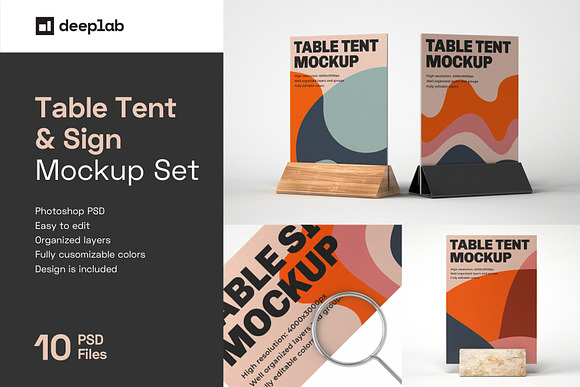 Table Tent and Sign Mockup Set in Print Mockups - product preview 10