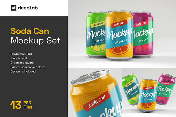Soda Can Mockup Set in Product Mockups - product preview 13