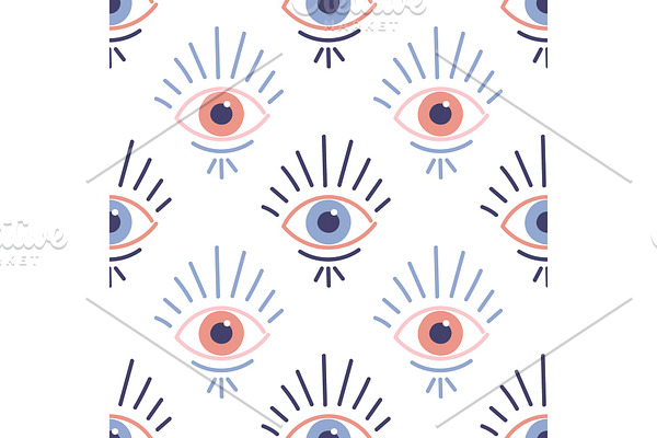 Seamless pattern with evil eyes in