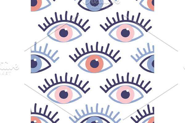 Seamless pattern with evil eyes in