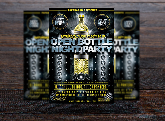 Open Bottle Night Party Flyer in Flyer Templates - product preview 2
