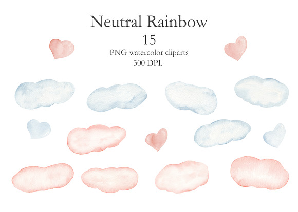 Watercolor Rainbow Neutral Set in Illustrations - product preview 3