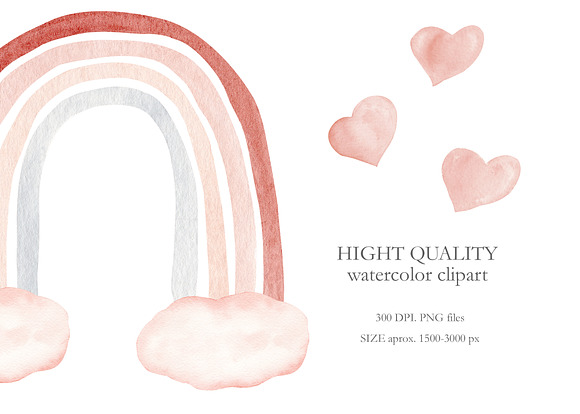 Watercolor Rainbow Neutral Set in Illustrations - product preview 4
