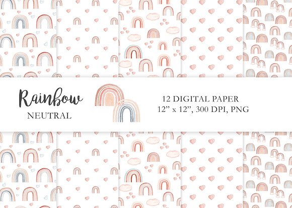Watercolor Rainbow Neutral Set in Illustrations - product preview 5