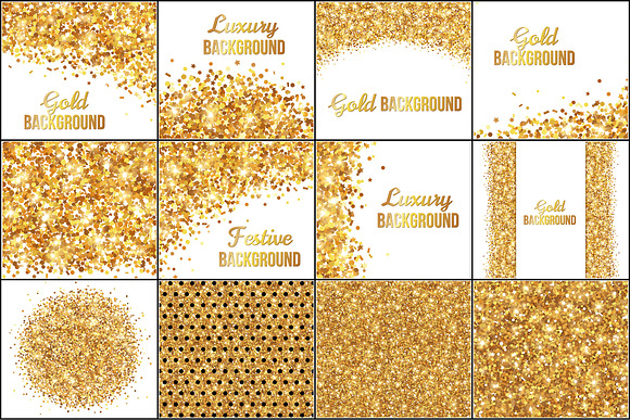 12 Gold Confetti Backgrounds in Textures - product preview 1