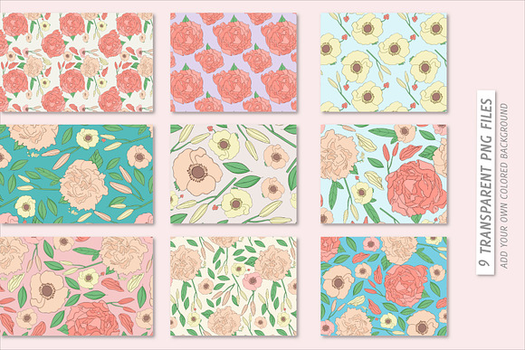 Retro Floral Repeat Patterns PSD/PNG in Patterns - product preview 1