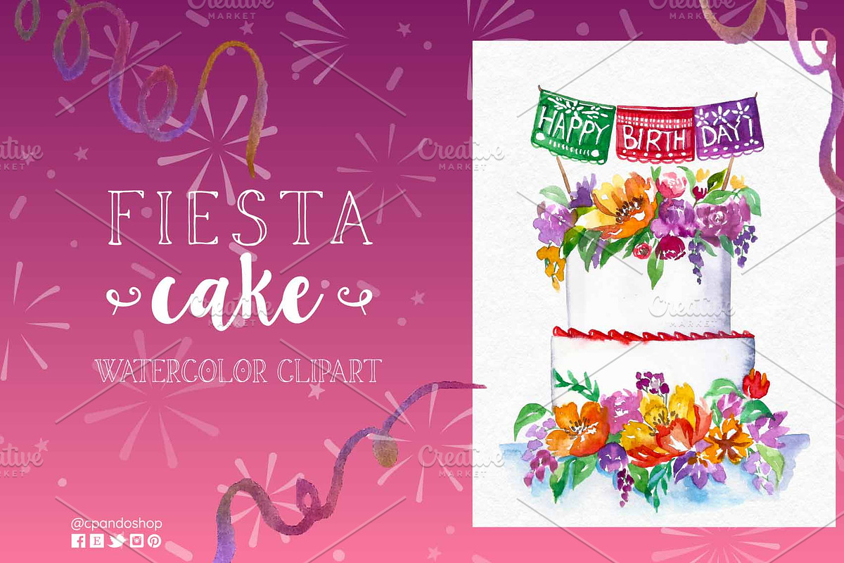 Fiesta cake, mexican fiesta clipart in Illustrations - product preview 8