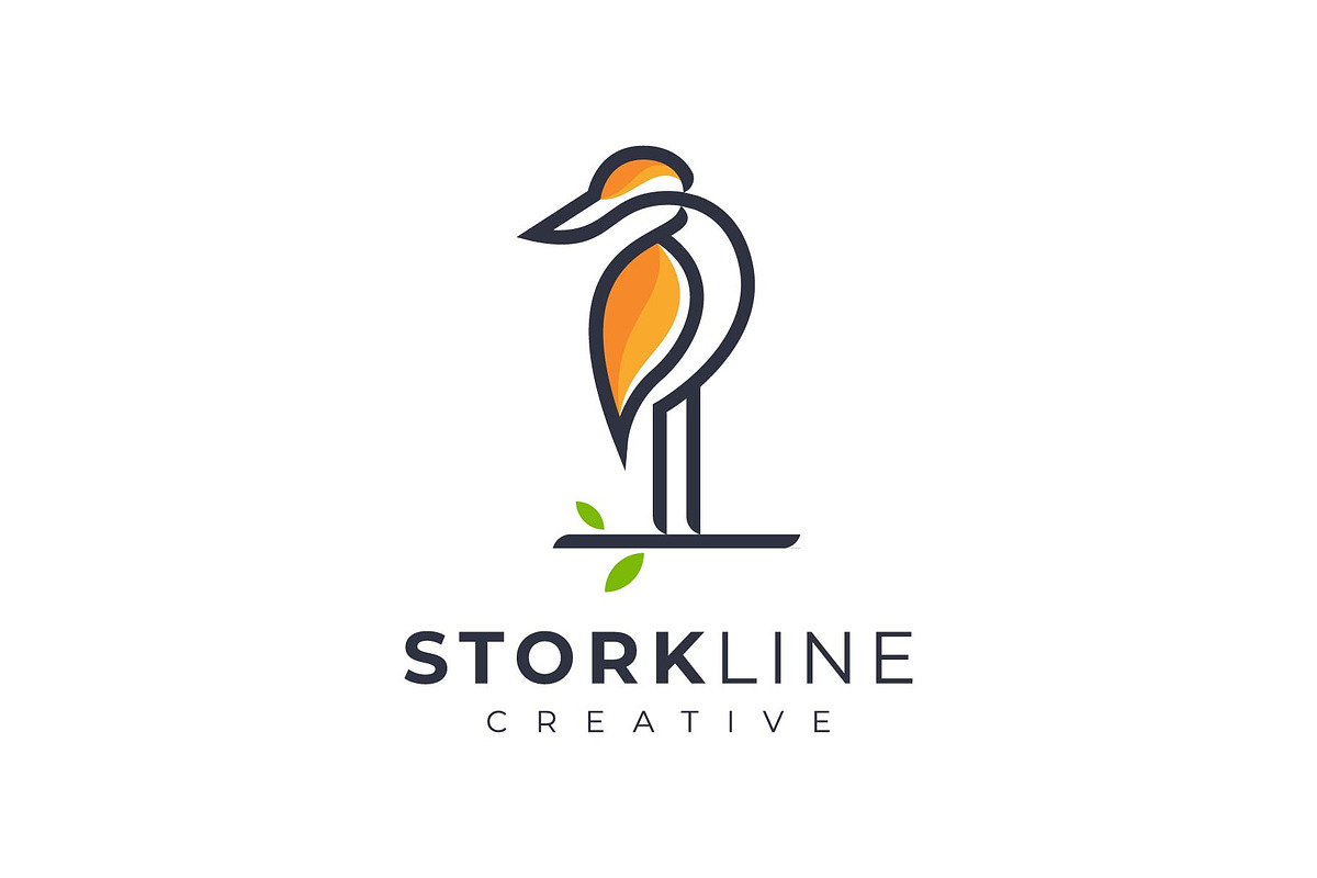 heron, crane, stork outline logo in Logo Templates - product preview 8