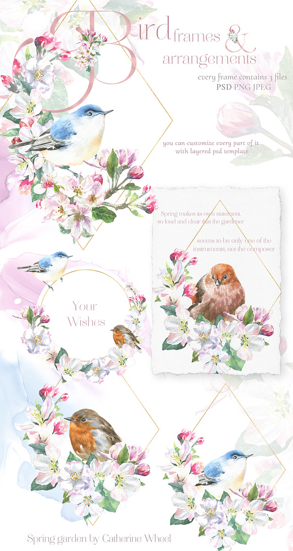Spring Garden Floral Watercolor in Illustrations - product preview 4