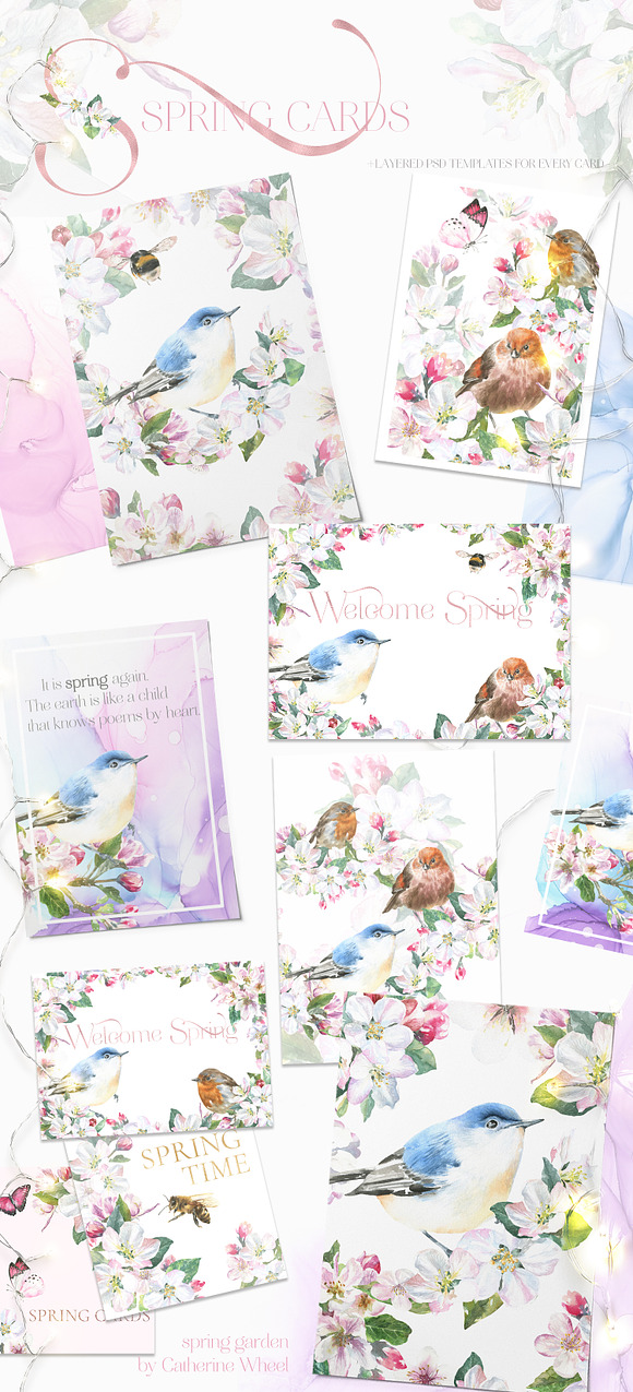Spring Garden Floral Watercolor in Illustrations - product preview 11