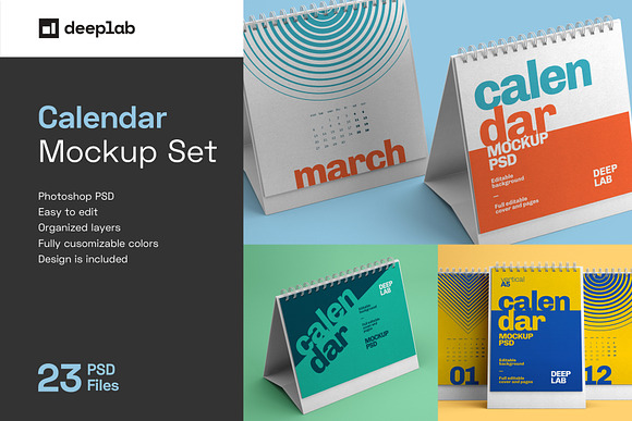 Desk Calendar Mockup Set - 23 styles in Print Mockups - product preview 23