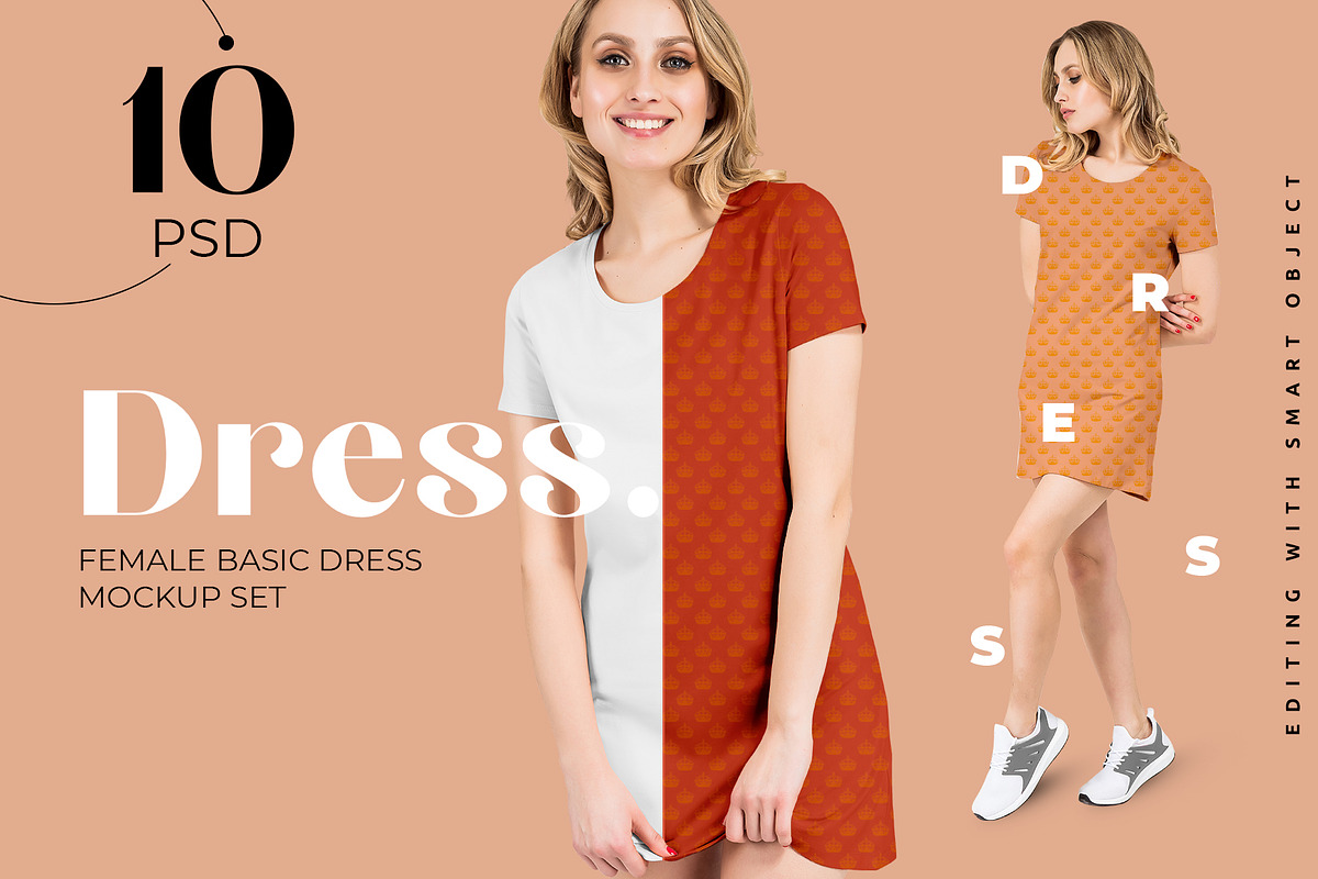 Women's Basic Dress Mockup Set in Product Mockups - product preview 8