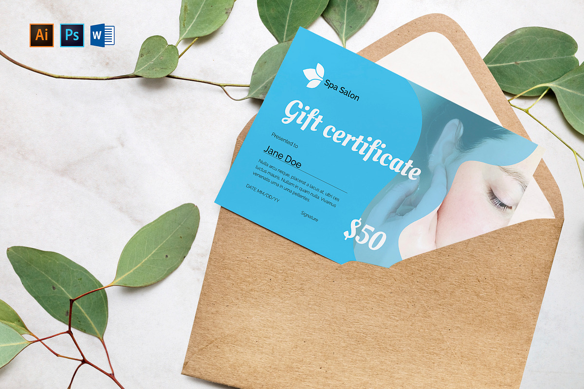 Spa Salon Gift Certificate in Card Templates - product preview 8